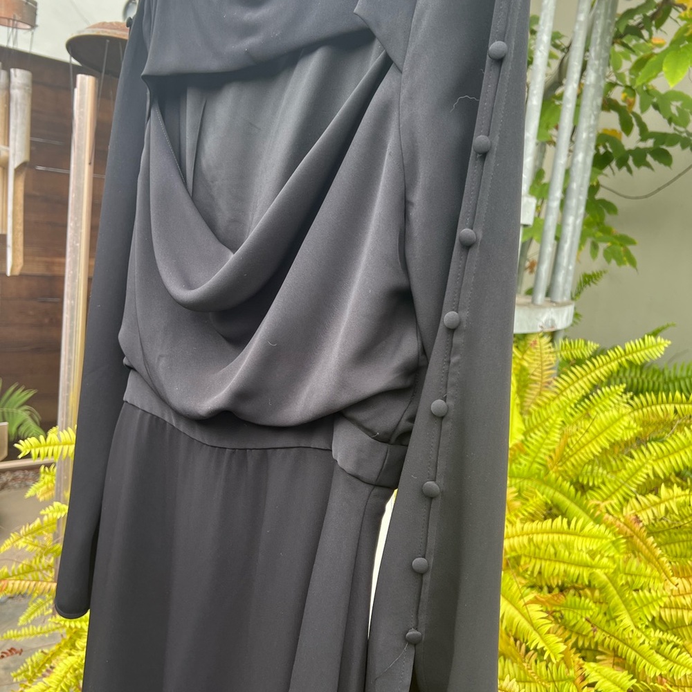 NWOT-Beautiful black silk open back midi dress. Great for semi formal-holidays - Picture 3 of 7
